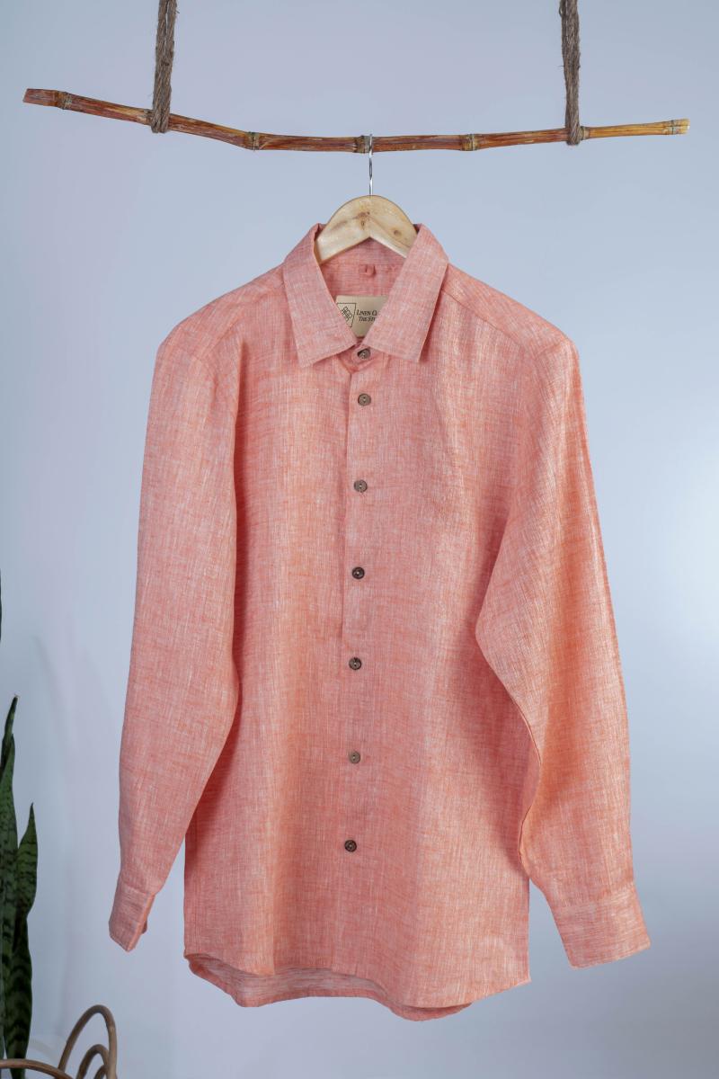 Peach Linen Shirt Front 